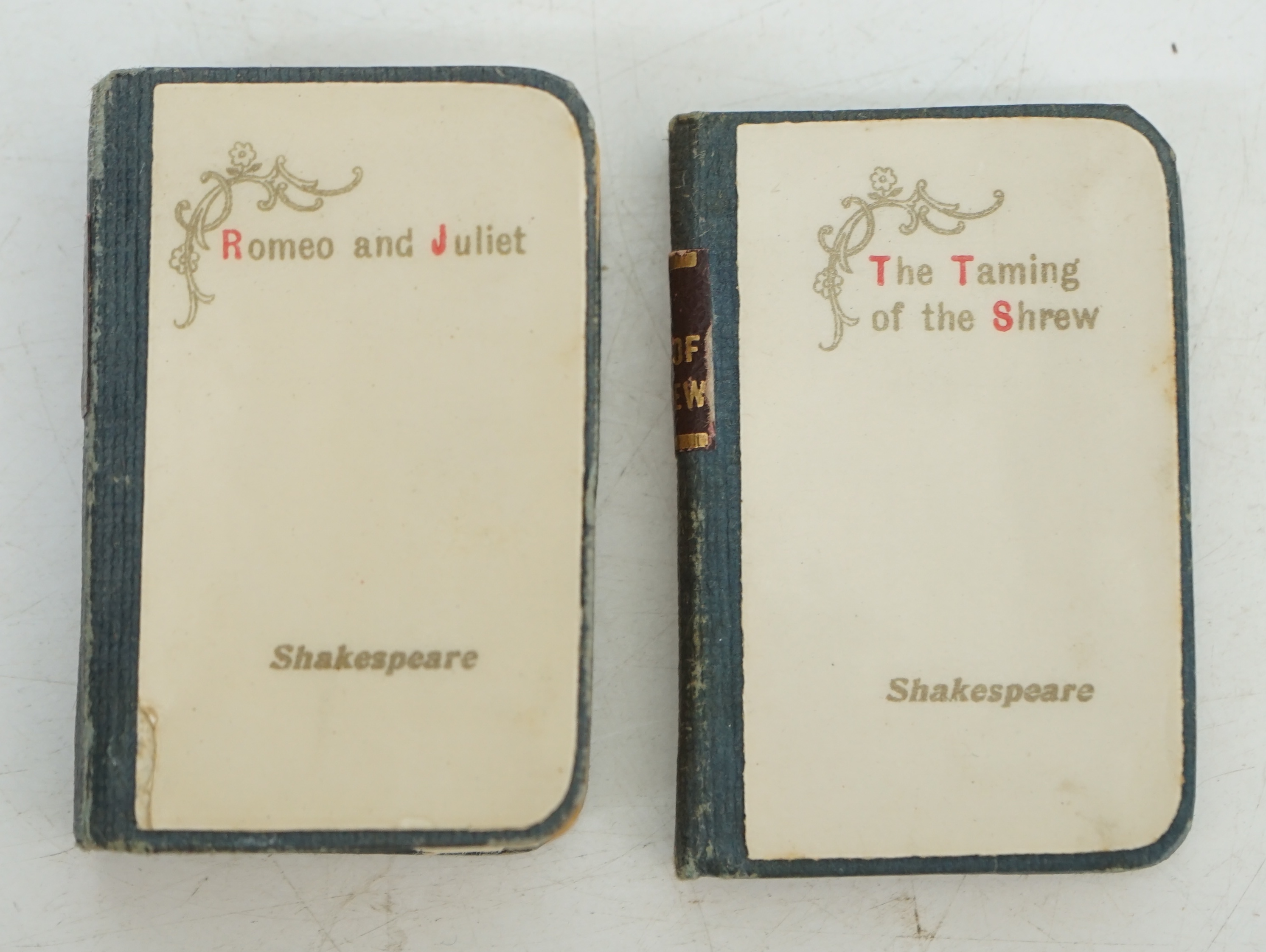 Miniature Shakespeare. Shakespeare's Works, edited J. Talfourd Blair, 40 volumes, mixed editions, frontispiece to each volume, uniformly bound in original blue cloth, each cover with an on laid celluloid panel, those on